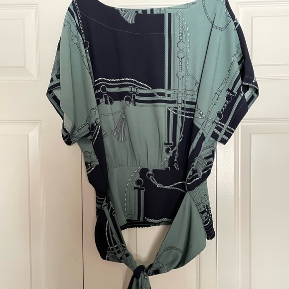 ANN TAYLOR Boat Neck Tie Waist Blouse - Picture 2 of 4